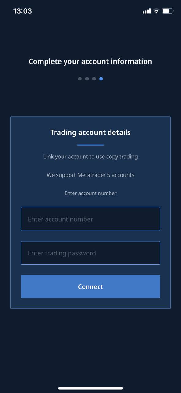 MT account in registration mobile