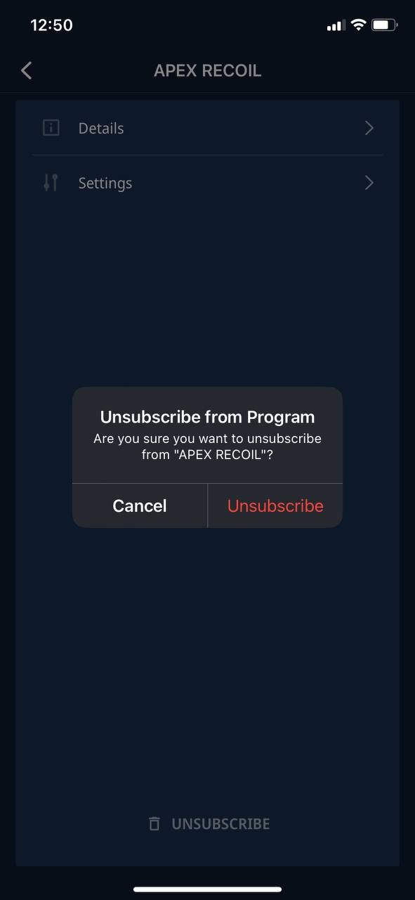 Program settings mobile