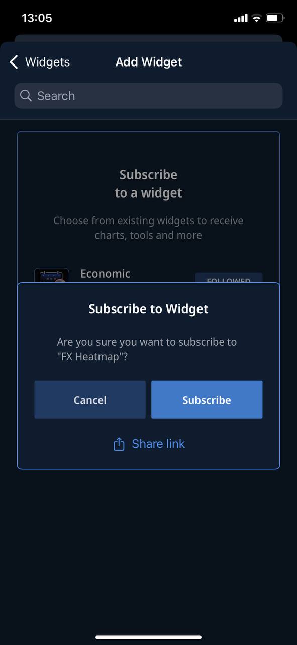 Widget subscription mobile