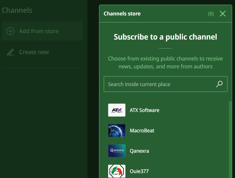 Channel store