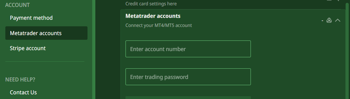 MT account settings